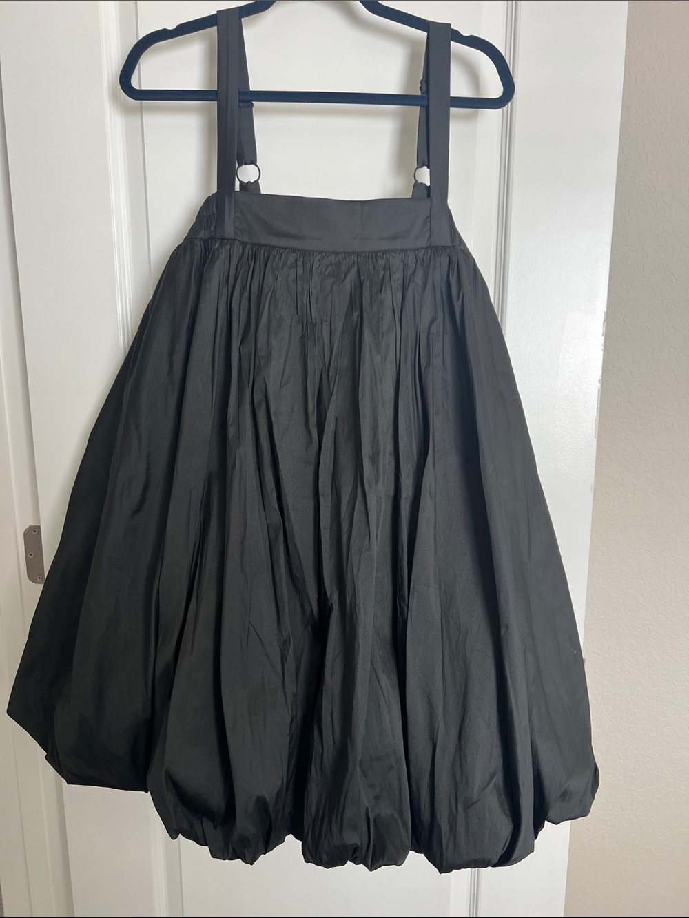 Black Mini Bubble Dress with Adjustable Straps